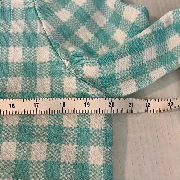 Draper James Women’s Gingham Turquoise & White Cardigan Sz L Preppy Academia - Picture 6 of 7